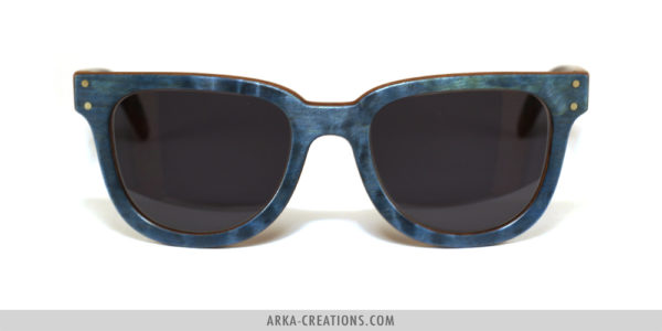 Lunettes en bois Bleu et Marqueterie