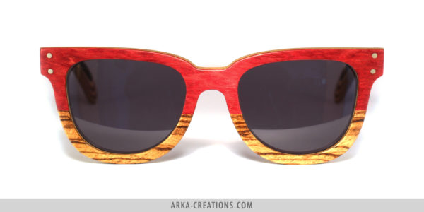 Lunettes en bois Rouge et Zebrano