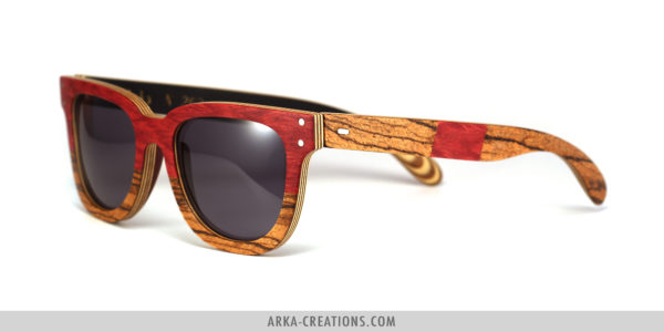 Lunettes en bois Rouge et Zebrano