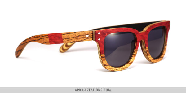 Lunettes en bois Rouge et Zebrano