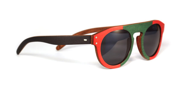 Lunettes en bois Rouge et Vert