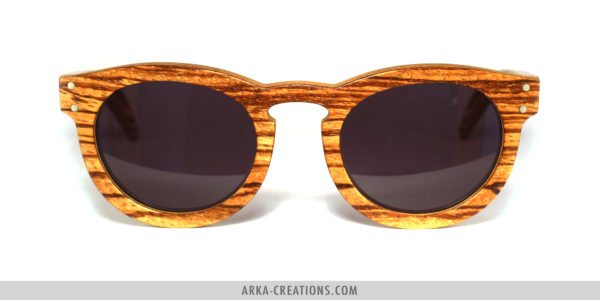 Lunettes en bois zebrano et rouge