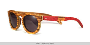 Lunettes en bois zebrano et rouge