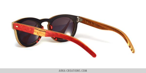 Lunettes en bois zebrano et rouge