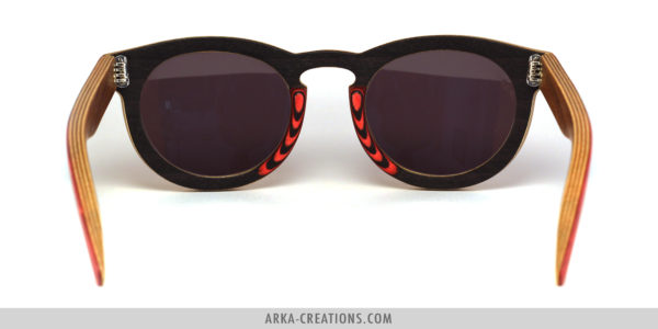 Lunettes en bois zebrano et rouge