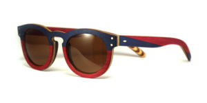 Lunettes en bois Bleu et Bordeaux