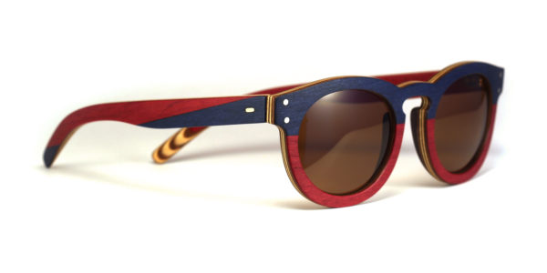 Lunettes en bois Bleu et Bordeaux