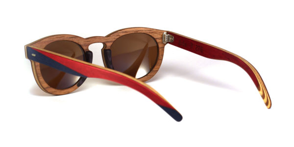 Lunettes en bois Bleu et Bordeaux