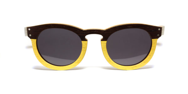 Lunettes en bois foncé et jaune