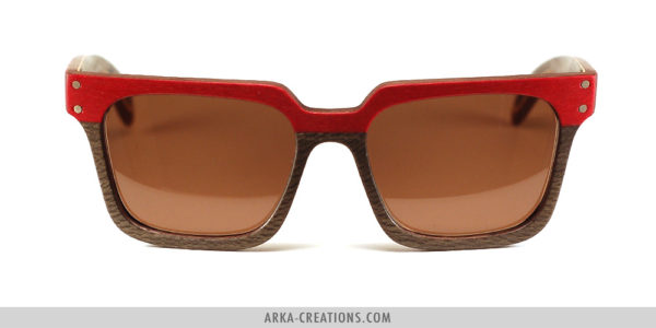 Lunettes en Bois Rouge et Gris