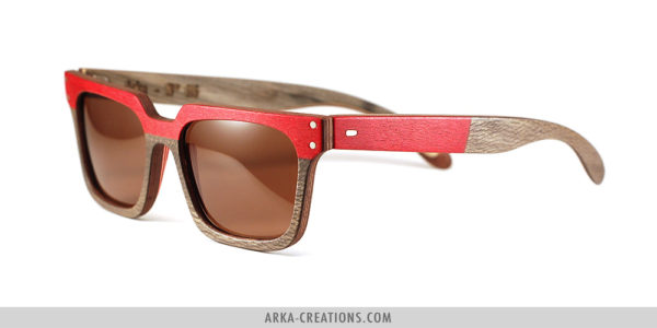 Lunettes en Bois Rouge et Gris