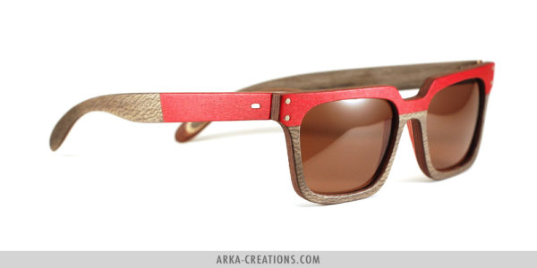 Lunettes en Bois Rouge et Gris