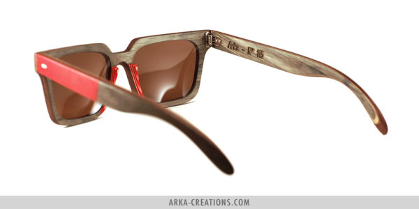 Lunettes en Bois Rouge et Gris