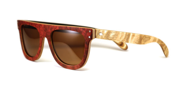 Lunettes en bois Clair et Rouge