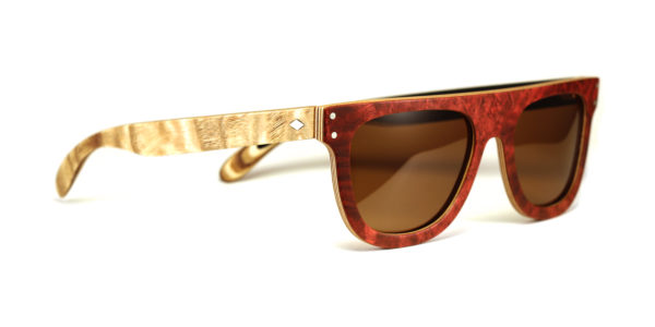 Lunettes en bois Clair et Rouge