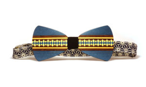 Nœud Papillon Bois en Bleu & Marqueterie