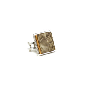 Bague Carré en Bois Gris