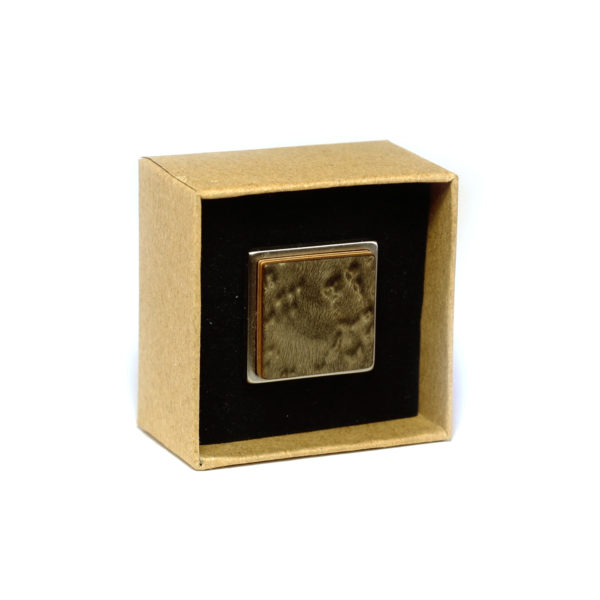 Bague Carré en Bois Gris