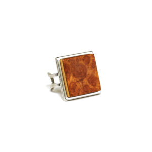 Bague Carrée en Bois de Loupe