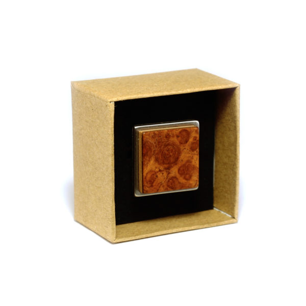 Bague Carrée en Bois de Loupe