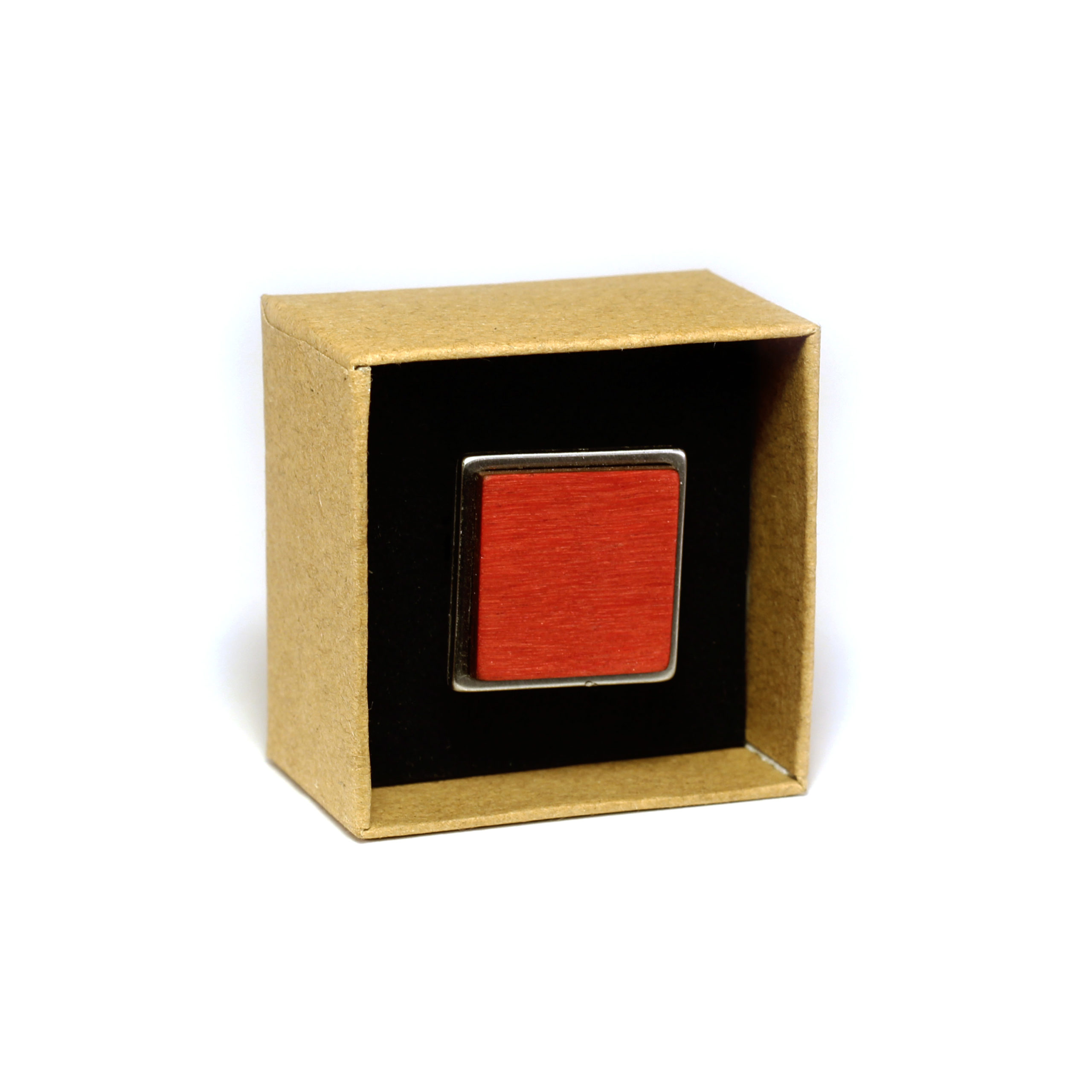 Bague Carrée en Bois Rouge