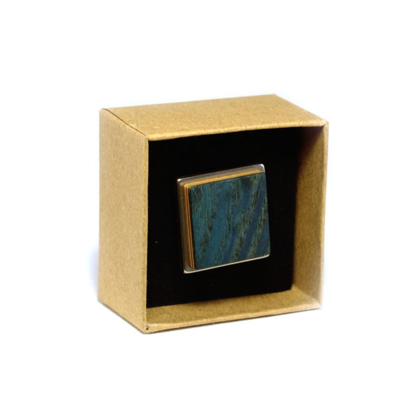Bague Carrée en Bois Bleu
