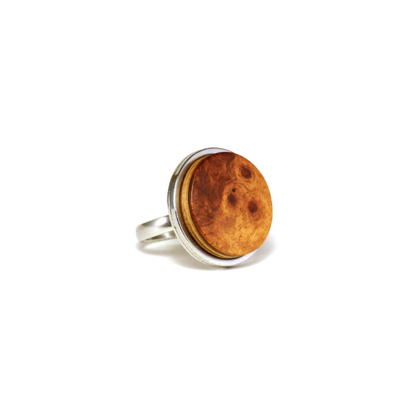 Bague Ronde en Bois de Loupe