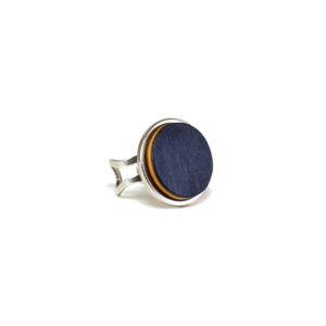 Bague Ronde en Bois Bleu