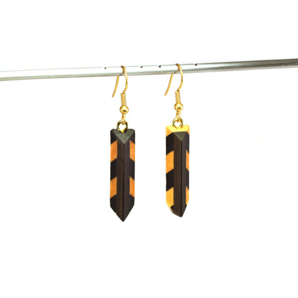 Boucles d'Oreilles Noires & Bois