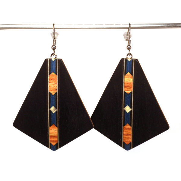 Boucles d'Oreilles Noires et Bleues