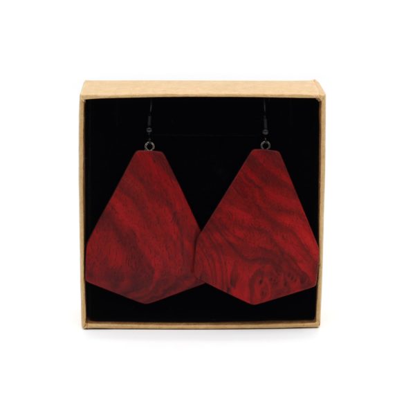 Boucles d'Oreilles en Bois Rouge