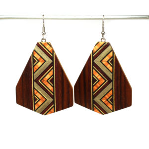 Boucles d'Oreilles en Palissandre et Marqueterie