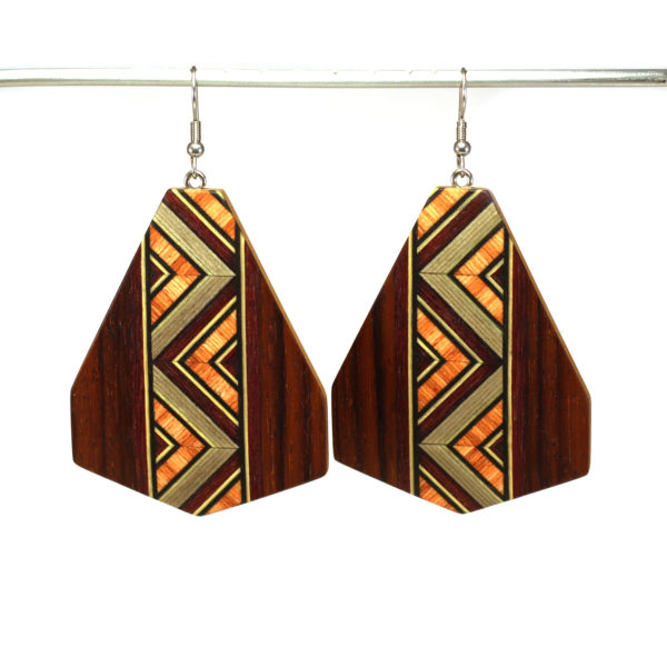 Boucles d'Oreilles en Palissandre et Marqueterie