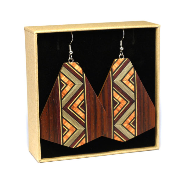 Boucles d'Oreilles en Palissandre et Marqueterie