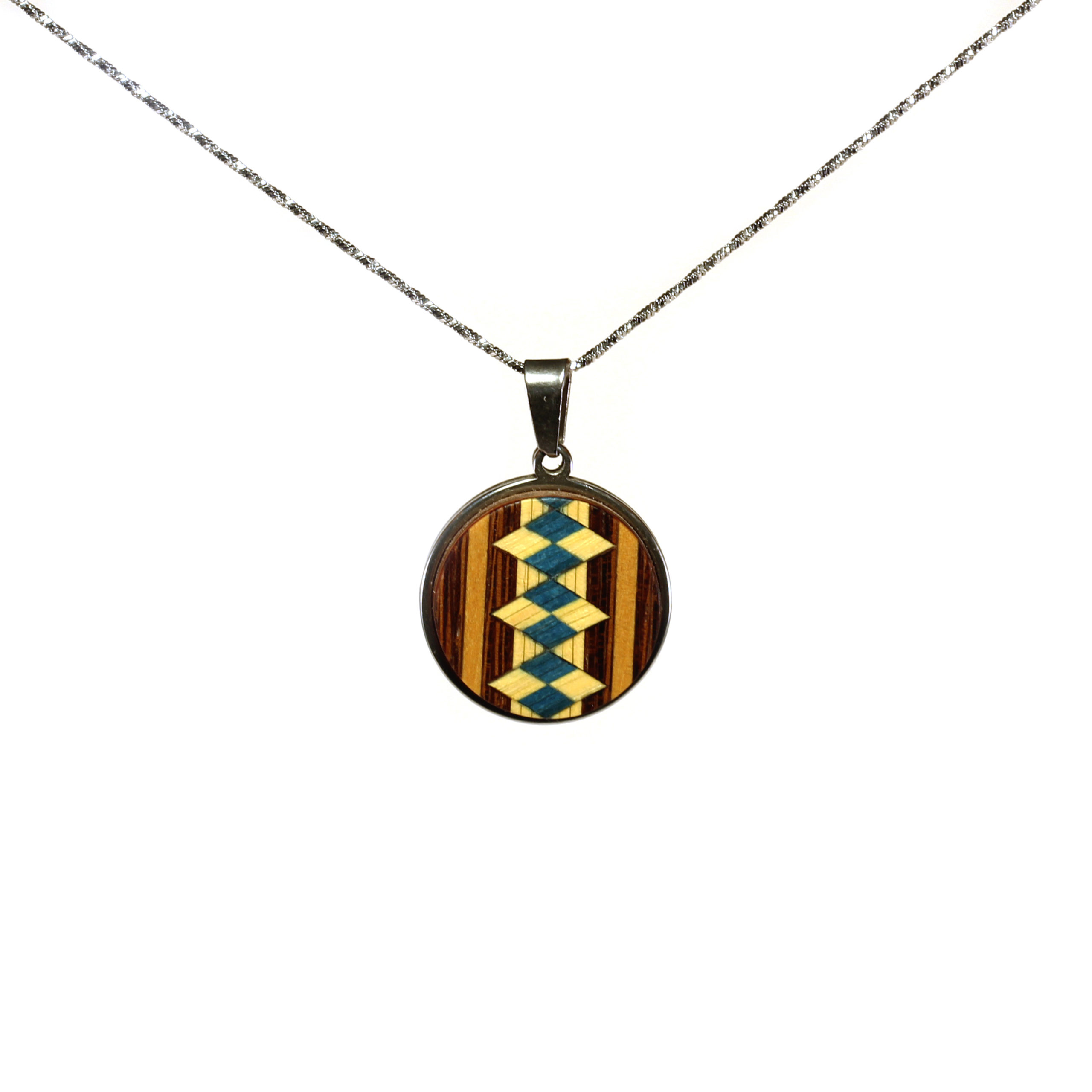 Collier Rond en Bois & Marqueterie