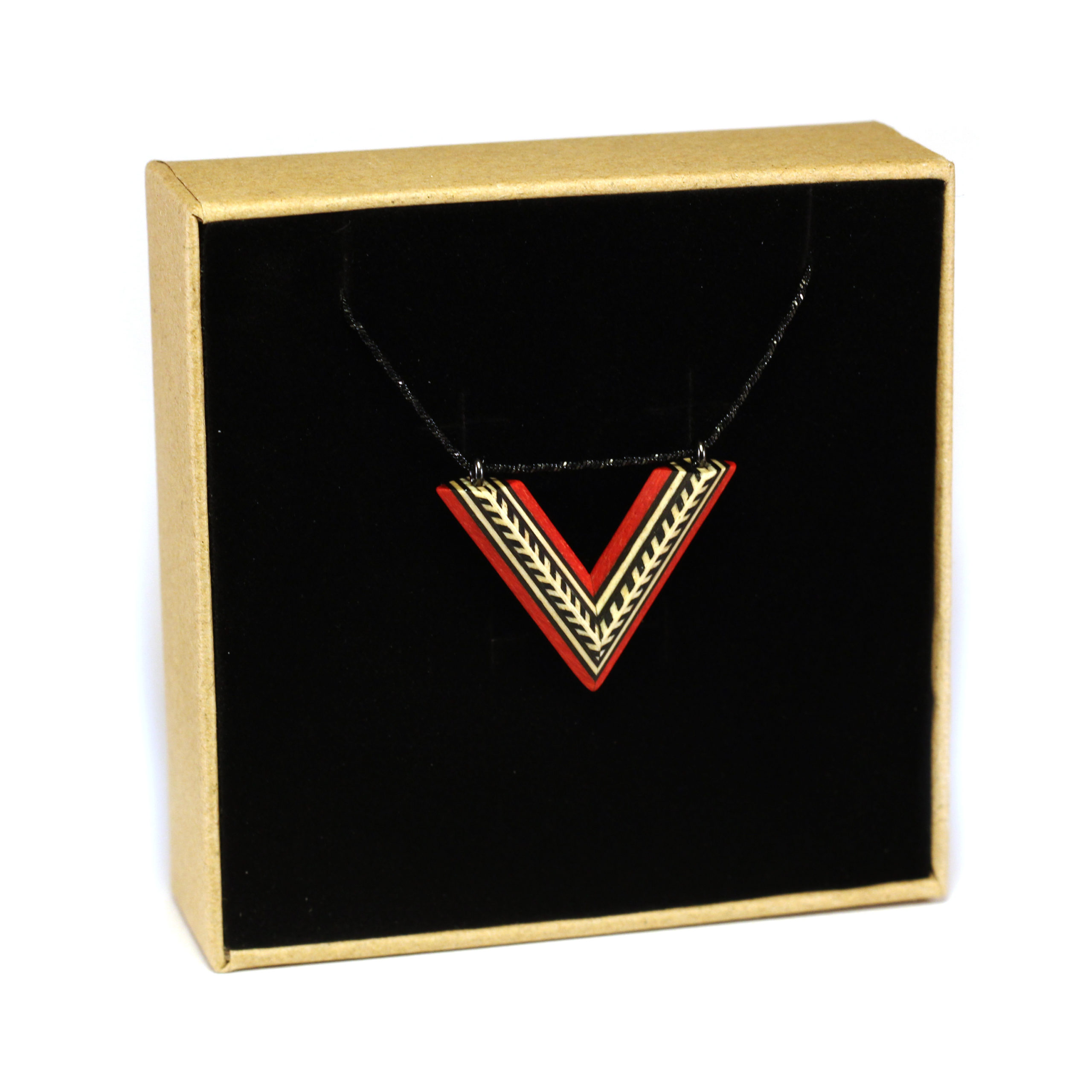 Collier en Bois Rouge & Noir