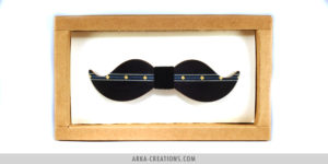 Nœud Papillon Moustache Noir et Bleu