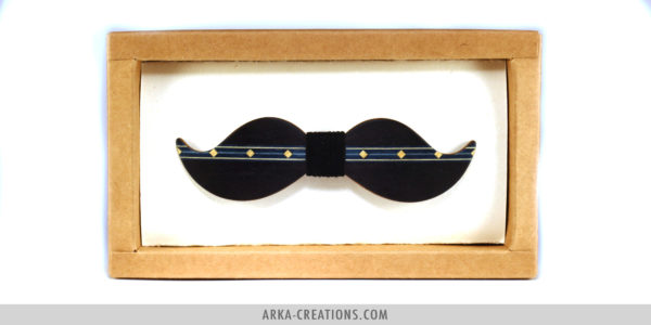 Nœud Papillon Moustache Noir et Bleu