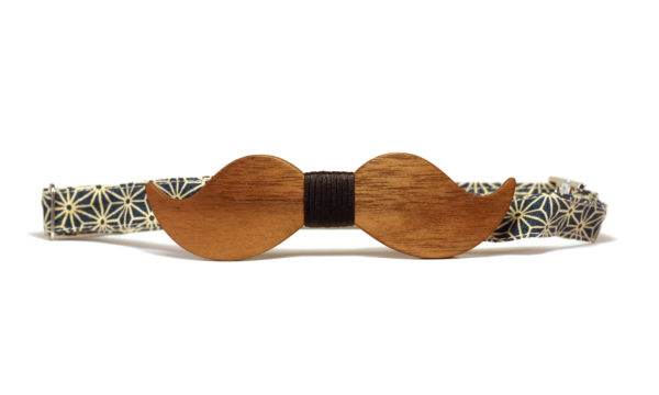 Nœud Papillon Moustache en Noyer