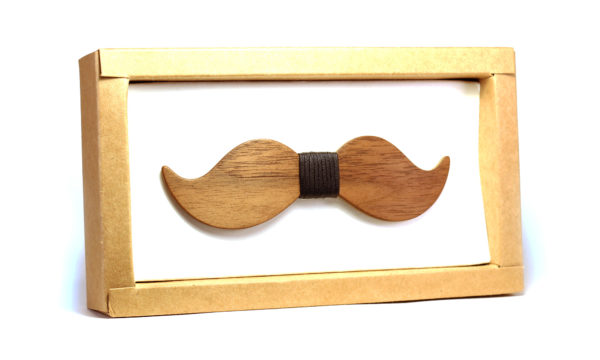 Nœud Papillon Moustache en Noyer