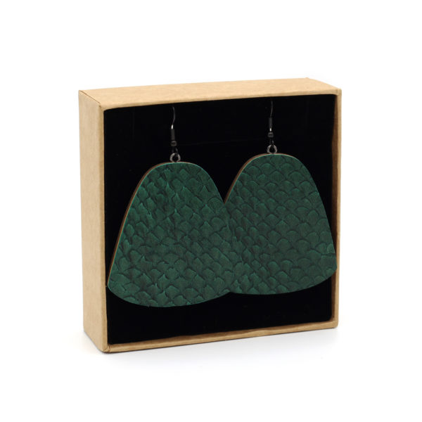 Boucles d'Oreilles en Cuir Marin Vert