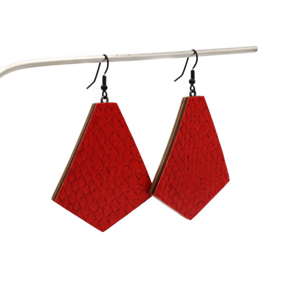 Boucles d'Oreilles en Cuir Marin Rouge