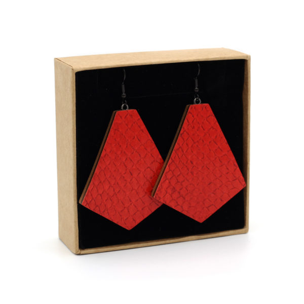 Boucles d'Oreilles en Cuir Marin Rouge