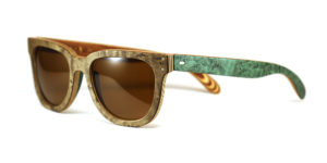 Lunettes en bois gris & vert