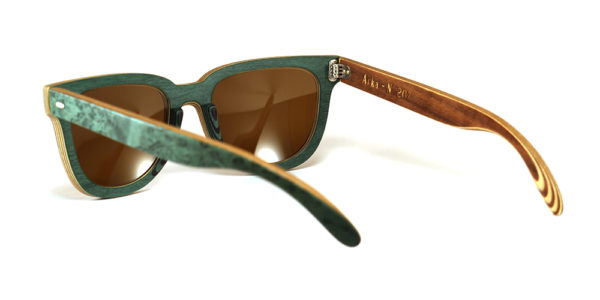 Lunettes en bois gris & vert